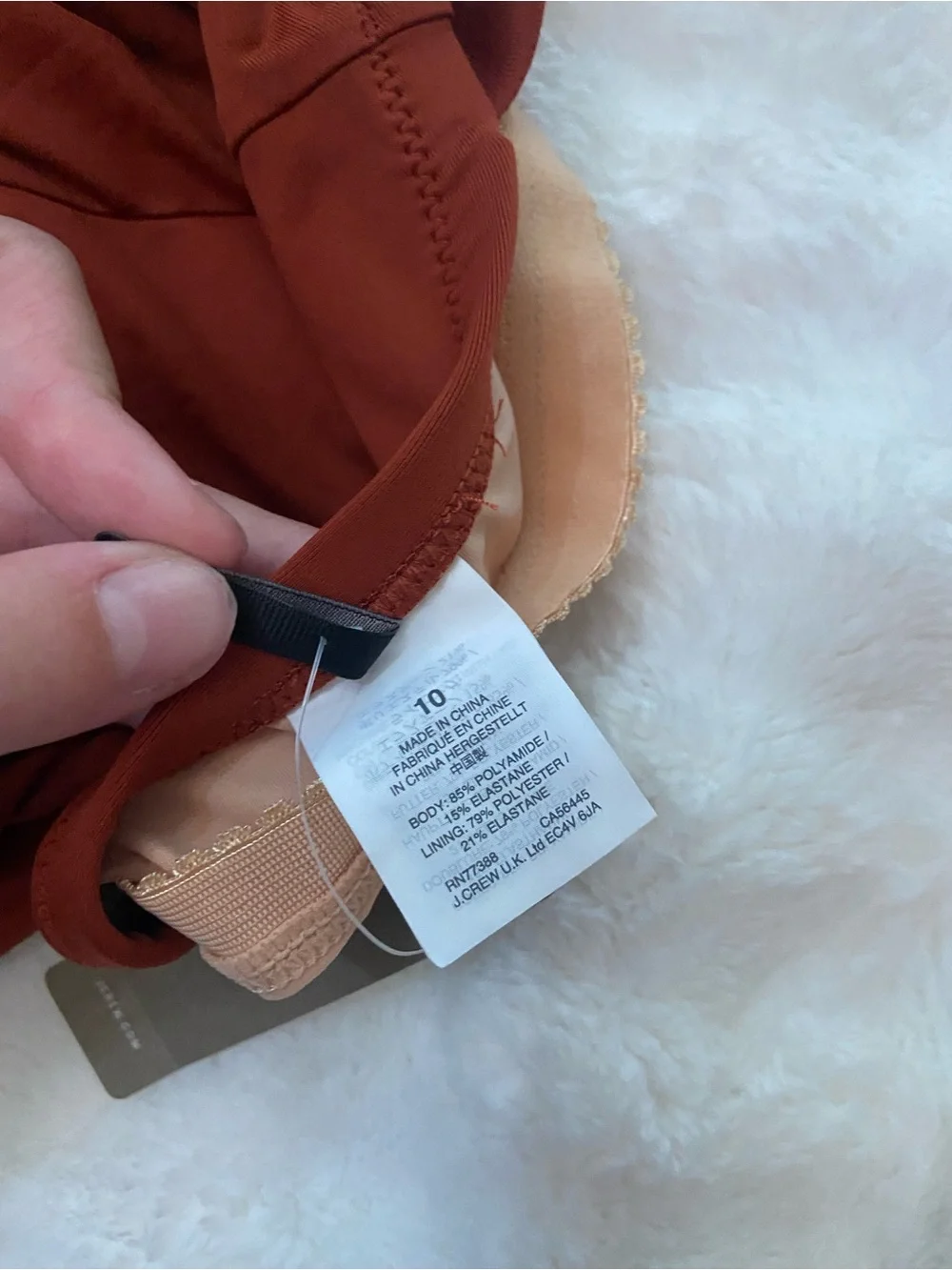 New! J.Crew grosgrain Tie Strap One Piece Swimsuit rust brown NWT 39442 - Picture 6 of 8